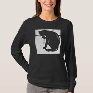 Victoriaans houtsnede zwarte kat op T Shirt