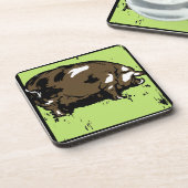 Victoriaans houtsnijvarkens op Onderzetter (Linkerzijde)