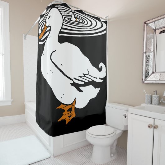 Victoriaans houtsnipvee douchegordijn (In situ)