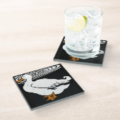 Victoriaans houtsnipvee glazen onderzetter (Schuin)