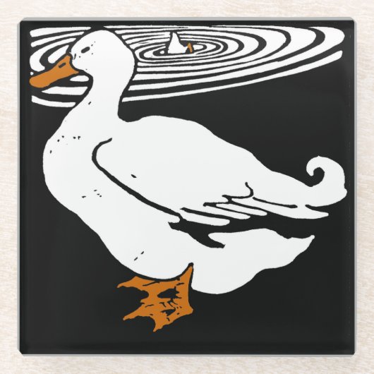 Victoriaans houtsnipvee glazen onderzetter (Voorkant)