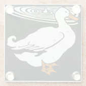 Victoriaans houtsnipvee glazen onderzetter (Achterkant)