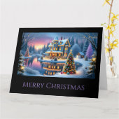 Victoriaans huis aan het meer met kerst kaart (Gele Bloem)