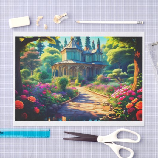 Victoriaans huis in het Bos Tissuepapier (Craft)