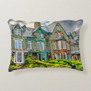 Victoriaans huis in Keswick geschilderd in waterve Accent Kussen