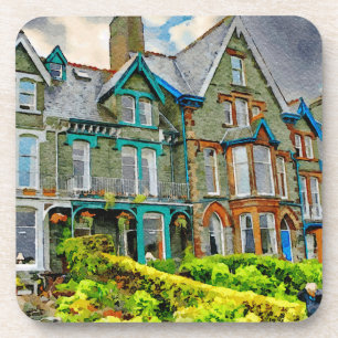Victoriaans huis in Keswick geschilderd in waterve Bier Onderzetter