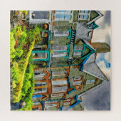 Victoriaans huis in Keswick geschilderd in waterve Legpuzzel (Horizontaal)