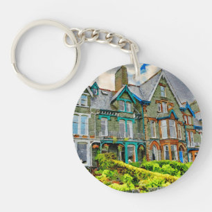 Victoriaans huis in Keswick geschilderd in waterve Sleutelhanger