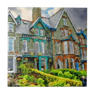 Victoriaans huis in Keswick geschilderd in waterve Tegeltje