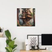 Victoriaans huis in Redwood Tree Poster (Thuiskantoor)