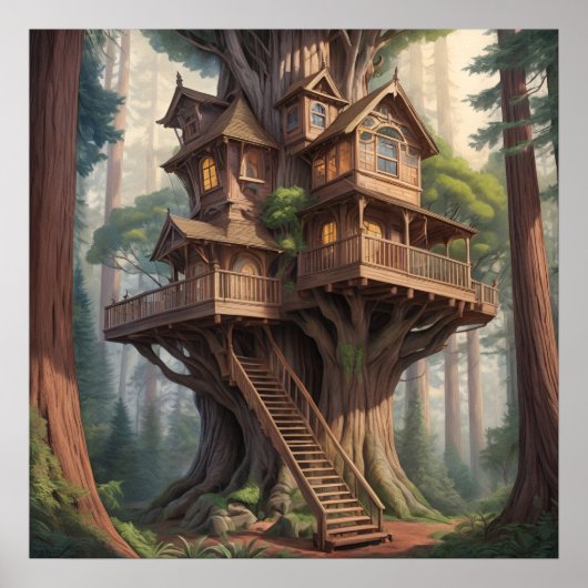 Victoriaans huis in Redwood Tree Poster (Voorkant)