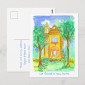 Victoriaans Huis Kat Waterverf Bewegende Aankondig Briefkaart (Voorkant / Achterkant)