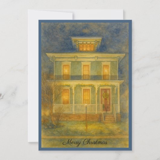 Victoriaans huis kerstkaart (Voorkant)