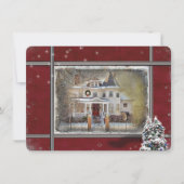 Victoriaans Huis Kerstuitnodiging Kaart (Voorkant)