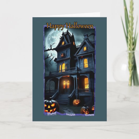 Victoriaans huis met balkons Halloween Kaart (Voorkant)