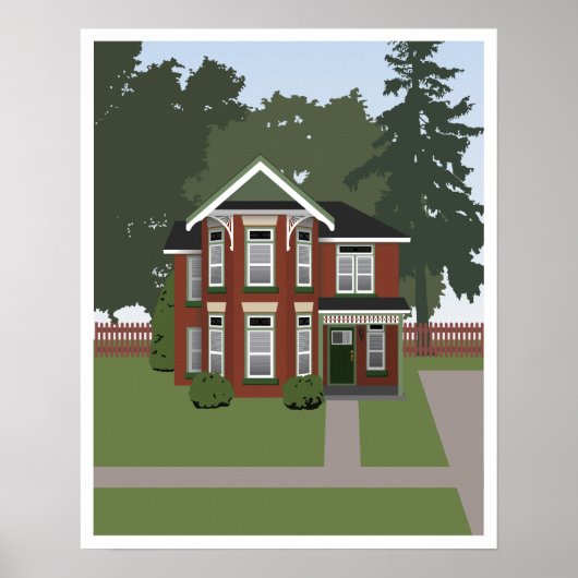 Victoriaans huis met decoratief materiaal poster (Voorkant)