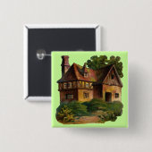 Victoriaans Huis Vierkante Button 5,1 Cm (Voorkant /achterkant)