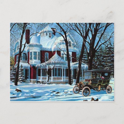Victoriaans Huis  Winter Briefkaart (Voorkant)
