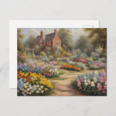 Victoriaans huisje met zomerbloementuin briefkaart (Voorkant / Achterkant)