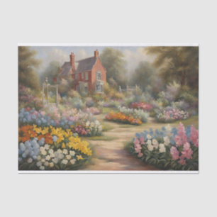 Victoriaans huisje met zomerbloementuin tissuepapier