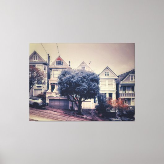 Victoriaans huizen in San Francisco Canvas Afdruk (Voorkant)
