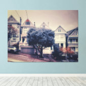 Victoriaans huizen in San Francisco Canvas Afdruk (Insitu (Houten vloer))
