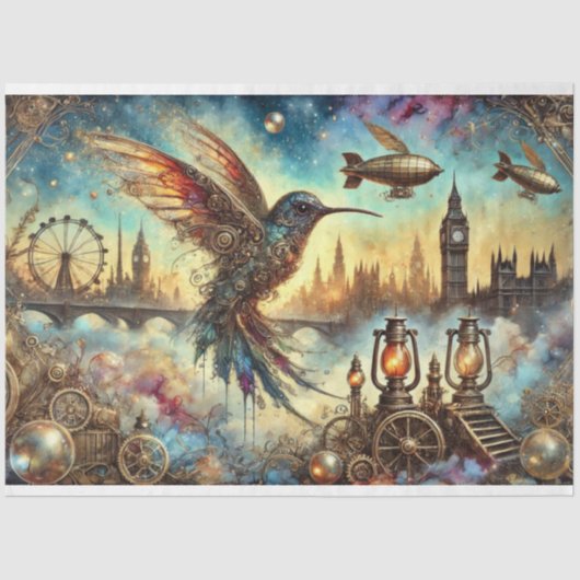 Victoriaans Hummingbird mechanische reis ontkoppel Tissuepapier (Voorkant)