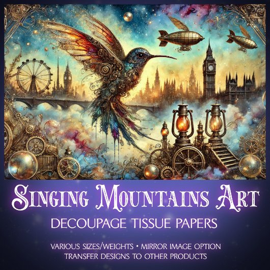 Victoriaans Hummingbird mechanische reis ontkoppel Tissuepapier