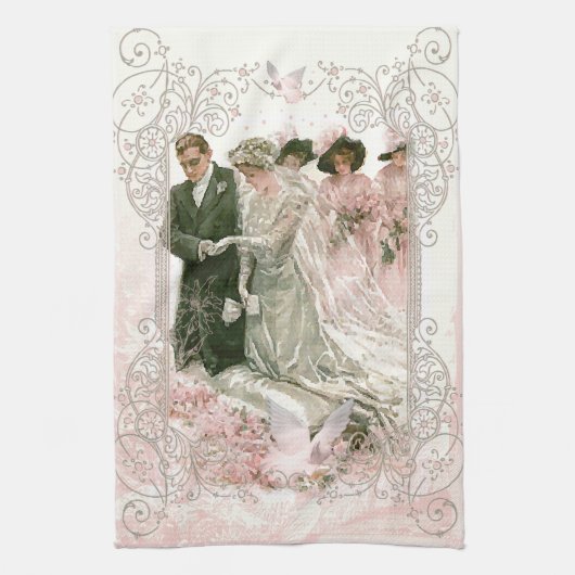 Victoriaans huwelijk - keukenhanddoek (Verticaal)