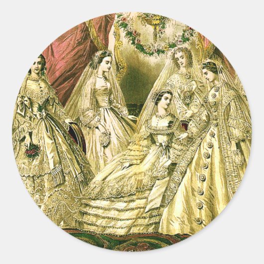 Victoriaans huwelijk ronde sticker (Voorkant)