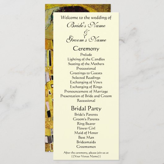 Victoriaans huwelijksprogramma, The Kiss, Gustav K Programmakaart (Voorkant / Achterkant)