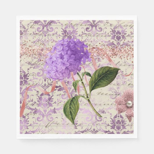 Victoriaans hydrangea Ephemera-ontkoppeling Servet (Voorkant)