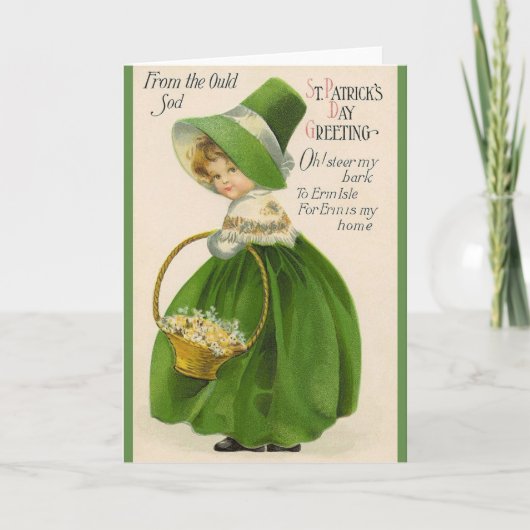 Victoriaans Iers meisje St. Patrick's Day Card Kaart (Voorkant)