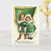 Victoriaans Ierse kinderen St. Patrick's Day Card Kaart (Gele Bloem)
