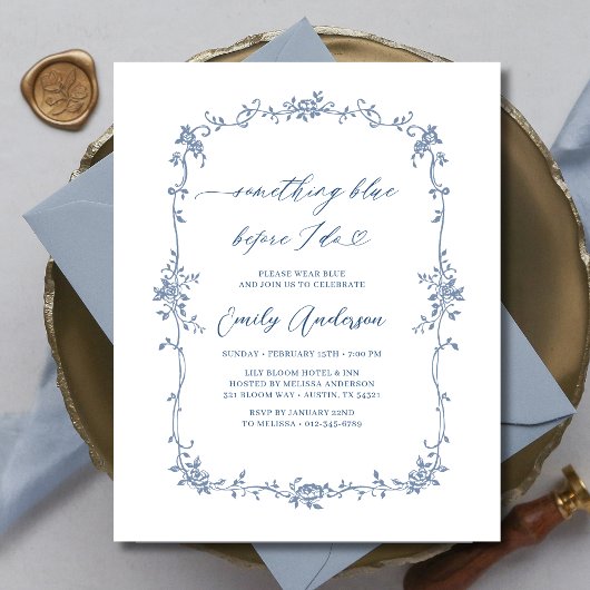 Victoriaans Iets Blauw Frans Vrijgezellenfeest Flyer