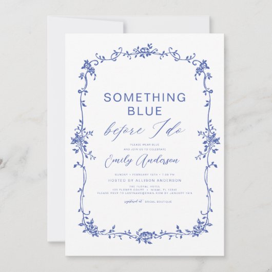 Victoriaans Iets Blauw Frans Vrijgezellenfeest Kaart (Voorkant)