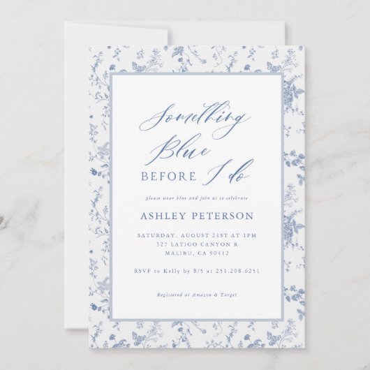 Victoriaans iets blauw ik doe Vrijgezellenfeest Kaart (Voorkant)