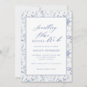 Victoriaans iets blauw we doen bruiloft douche kaart (Voorkant)