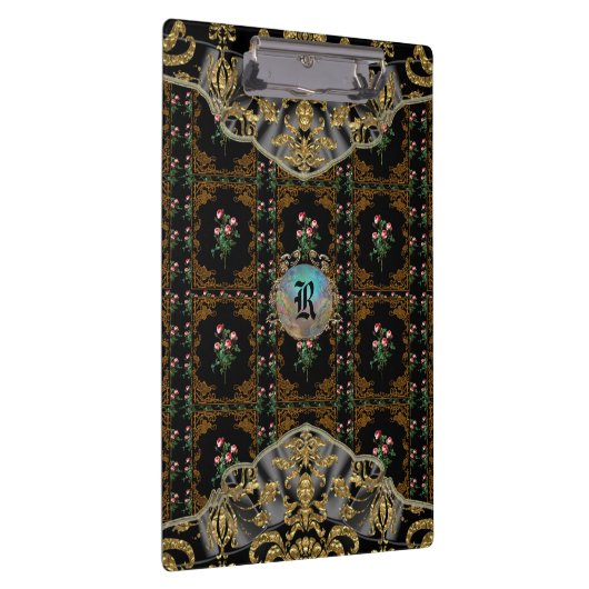 Victoriaans II Lashers Elegant Floral Monogram Klembord (Rechts)