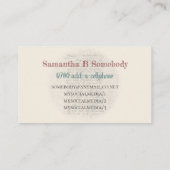 Victoriaans illustratie naaimuis geïnspireerd visitekaartje (Achterkant)