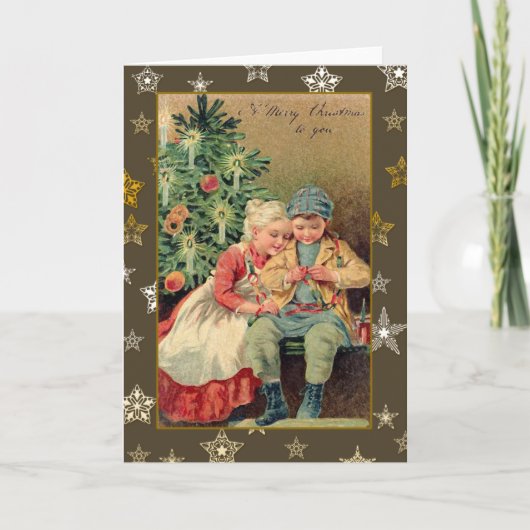 Victoriaans illustratie op kerstKaarten Feestdagen Kaart (Voorkant)