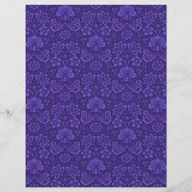 Victoriaans Indigo Damask Paisley Floral (Voorkant)