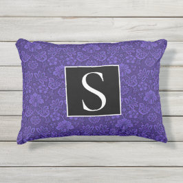 Victoriaans Indigo Damask Paisley Floral Buitenkussen