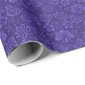 Victoriaans Indigo Damask Paisley Floral Cadeaupapier (Rol Hoek)