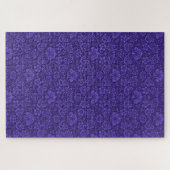 Victoriaans Indigo Damask Paisley Floral Legpuzzel (Horizontaal)