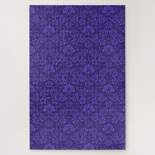 Victoriaans Indigo Damask Paisley Floral Legpuzzel (Verticaal)