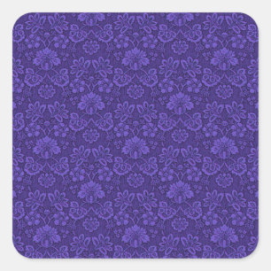 Victoriaans Indigo Damask Paisley Floral Vierkante Sticker