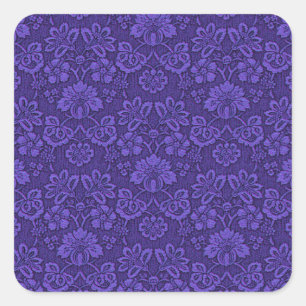  Victoriaans Indigo Damask Paisley Floral Vierkante Sticker