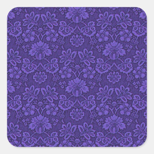  Victoriaans Indigo Damask Paisley Floral Vierkante Sticker (Voorkant)