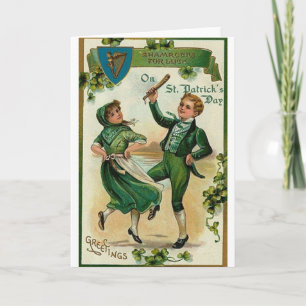 Victoriaans Irish Jig St. Patrick's Day Card Kaart